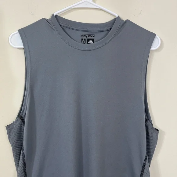 Adidas Gray Stripe Performance Muscle Tee - Picture 2 of 7